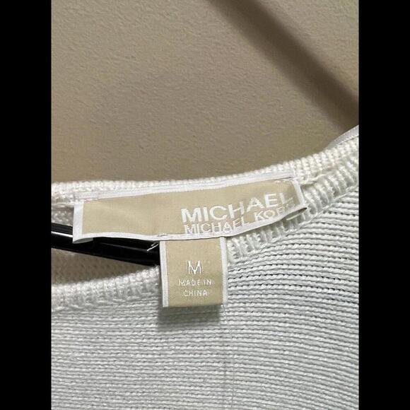 NWT MICHAEL KORS Women's Cream Tunic Sweater Zip at Back Rounded Hi-Low Hem XS - Picture 3 of 5
